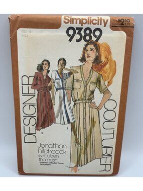 Simplicity Misses Dress Sewing Pattern Size 10 9389 Uncut 1980s